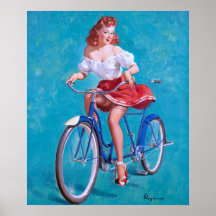 Épingle de fille de vélo vers le haut