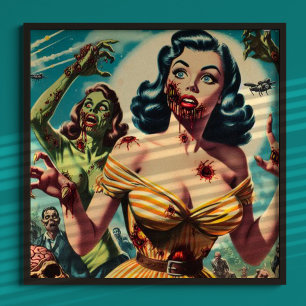 Poster Épingle Déplaisante vintage Zombie