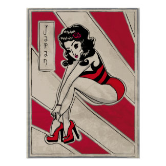 Poster Épingle japonaise vers le haut sur talons