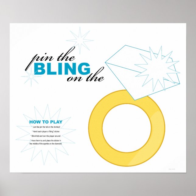 Poster * Épingle le bling sur la bague * jeu pour EVJF (Devant)