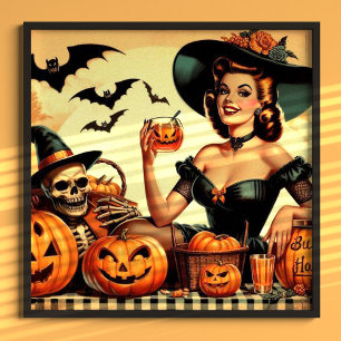Poster Épingle vintage d'Halloween