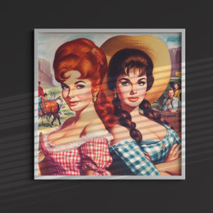 Poster Épingles de filles fermières vintage
