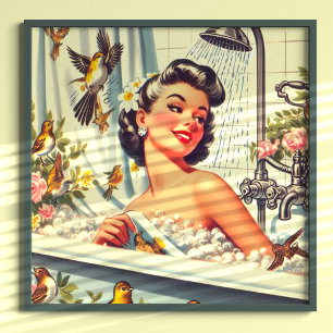 Poster Épinglette de douche vintage