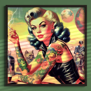 Poster Épinglette de vélo tatouée