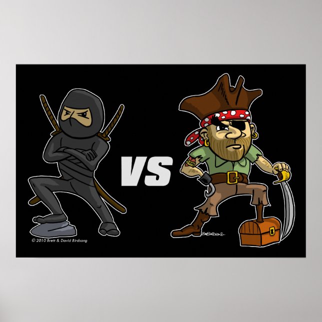 Poster épique du guerrier Ninja contre pirate (Devant)