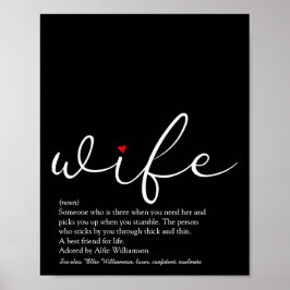 Poster Épouse Définition Script Chic Rouge Amour Coeur Am