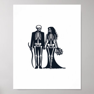 Poster Épouse et chambre gothique de squelette - Jusqu'à 