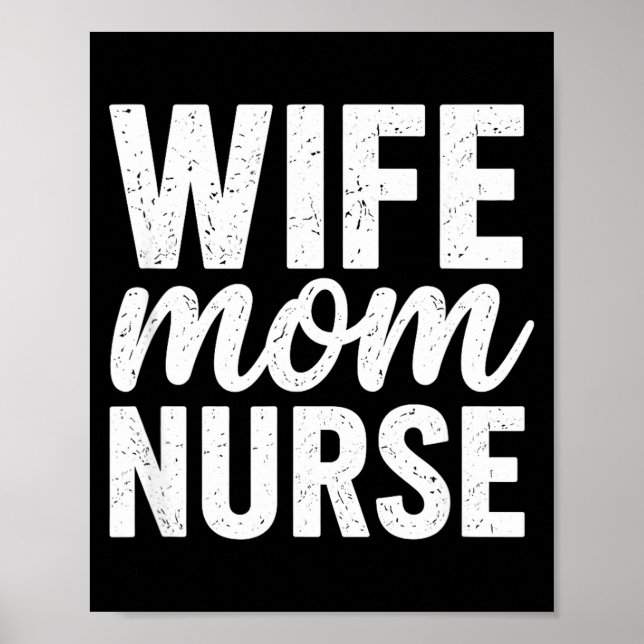Poster Épouse maman infirmière typographie en détresse fê (Devant)