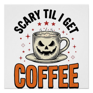 Poster Épouvantable jusqu'au café Vintage Halloween Café 