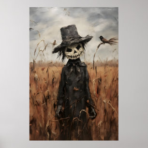 Poster Épouvantail Mignon Dans Un Champ D'Automne, Hallow