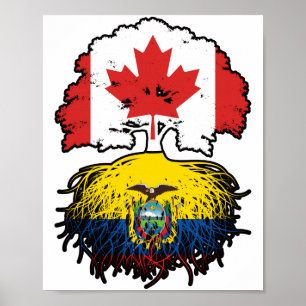 Poster Equateur Drapeau canadien équatorien des racines d