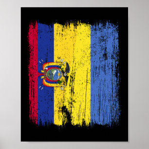 Poster Equateur Ukraine Demi-drapeau équatorien ukrainien