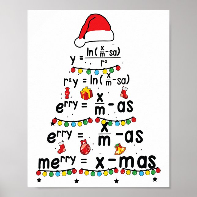 Poster Équation Math Joyeux X mas Funny Enseignant Math C (Devant)