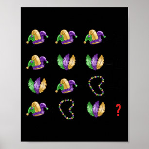 Poster Equation mathématique Mardi Gras Perles Masques Ma