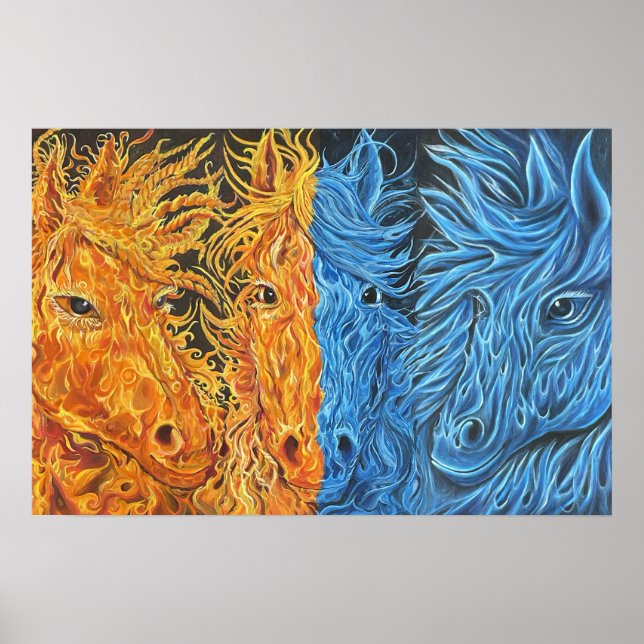 Poster Équilibre Éternel-Chevaux-Twin Flame Art- (Devant)