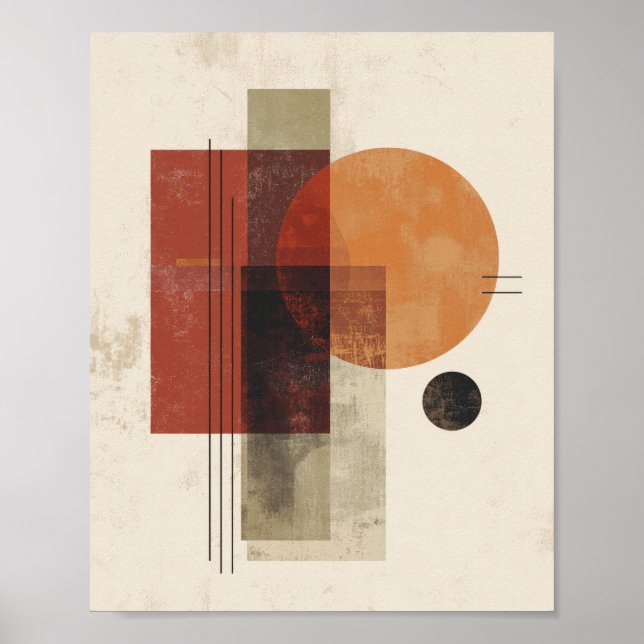 Poster Équilibre géométrique – Cercles et rectangle abstr (Devant)