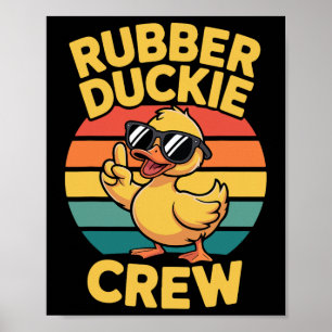 Poster Équipage de canard en caoutchouc Amour Canards Rét