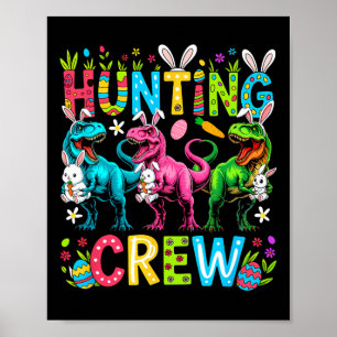Poster Équipage de chasse Pâques Trois Lapins Mignons T-r