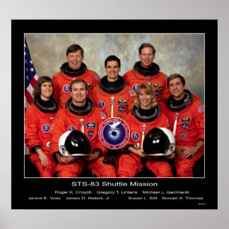 Poster Équipage de la mission de navette STS-83...
