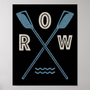 Poster Équipage de rameur de rang barreur bateau à rames 