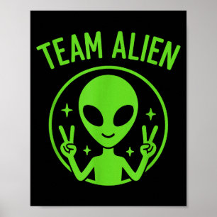 Poster Équipe Alien - Signe de Paix Extraterrestre Vert D