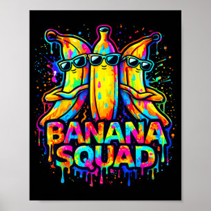 Poster Équipe banane équipe de fruit drôle équipé d'égout