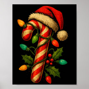 Poster Équipe Bonbon de Noël Lumières Famille Corresponda