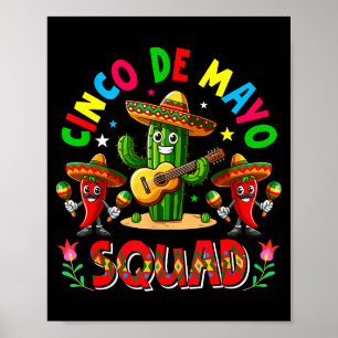 Poster Équipe Cinco De Mayo Chapeau Cactus Mexicain En Tr