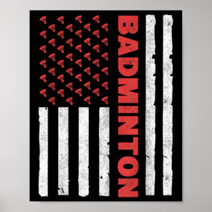 Poster Équipe de badminton Drapeau américain Badminton Us