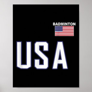 Poster Équipe de badminton Drapeau Usa Équipement de joue