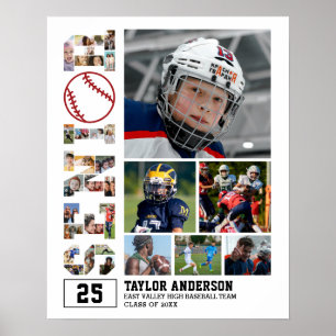 Poster Équipe de baseball Graduation - collage photo