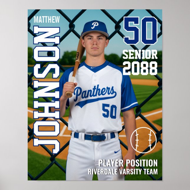 Poster Équipe de baseball senior Photo personnalisée Spor (Devant)