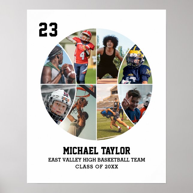 Poster Équipe de basket-ball - collage photo (Devant)