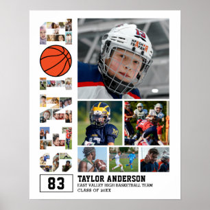 Poster Équipe de basket-ball - collage photo