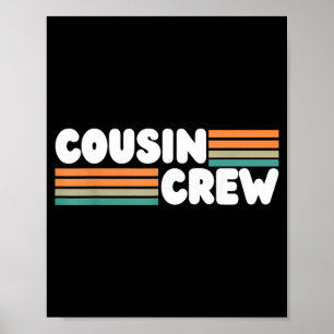 Poster Équipe de cousins rétro rayures vacances d'été fam
