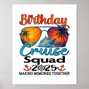 Poster Équipe de croisière d'anniversaire 2025 Amis Famil