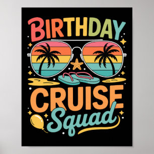 Poster Équipe de croisière d'anniversaire Réunion de vaca