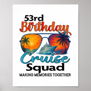 Poster Équipe de croisière pour 53e anniversaire, amis et