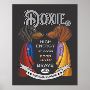 Poster Équipe de Cute Dachshund Superhero