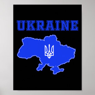 Poster Équipe de football d'Ukraine Maillot Ukr Carte et