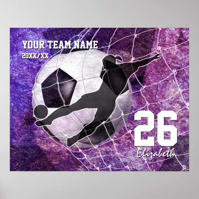 Poster Équipe de football féminin commémorative nom viole (Devant)