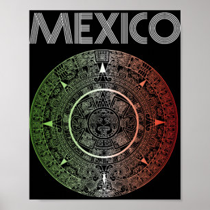 Poster Équipe de footll Mexique Aztec Mexicain Latino Ll