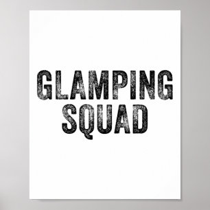 Poster Équipe de glamping drôle de voyage de camping en f