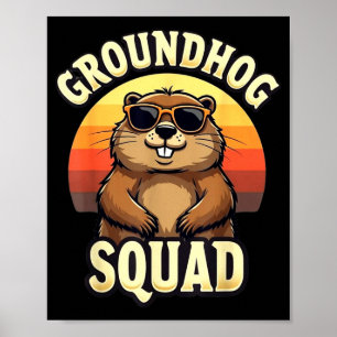 Poster Équipe de marmotte drôle Joyeuse fête de la marmot