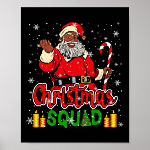 Poster Équipe de Noël Santa Afro Man fier noir africain