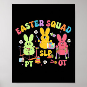 Poster Équipe de Pâques Thérapie Slp Ot Pt Lapin Kinésith