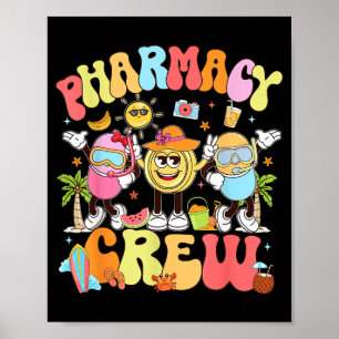 Poster Équipe de pharmacie rétro en vacances d'été Techni