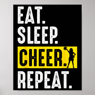 Poster Équipe de pom-pom girls Manger Dormir Acclamer Rép