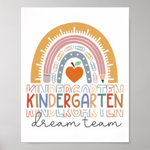Poster Équipe de rêve de maternelle Arc-en-ciel Bienvenue
