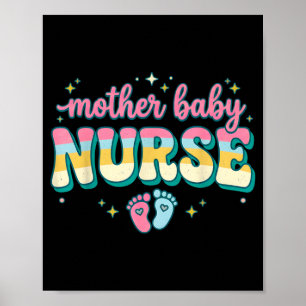 Poster Équipe de sage-femme Mère Bébé Stéthoscope Bleu Co